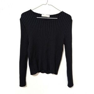 Dimoda‎ Ribbed Black Sweater Size Large Split Front Detail Made in Italy Y2K
